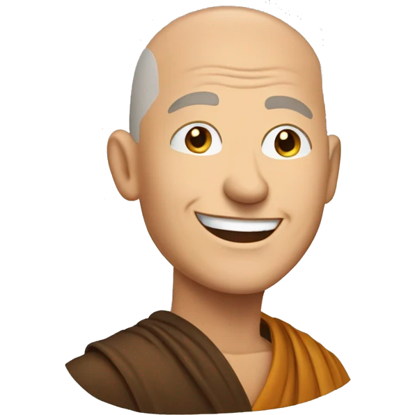 Happy white middle age male human merry man monk with buzz cut  emoji