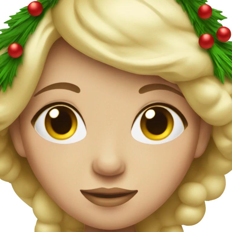 blonde pregnant woman at the Christmas tree emoji