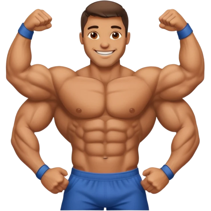 Jock man smiling very big biceps  emoji