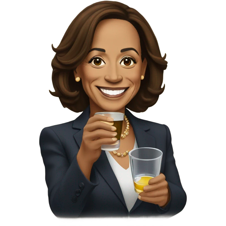 Kamala Harris taking a shot emoji