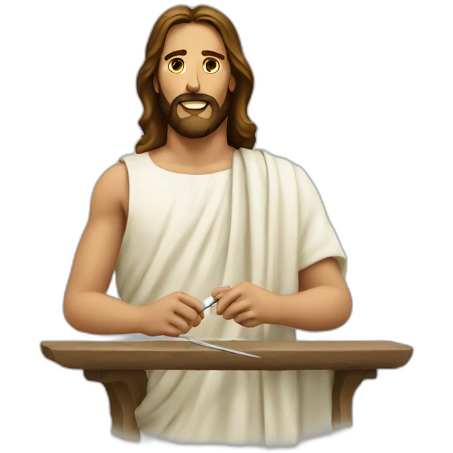 Jesus using a needle emoji