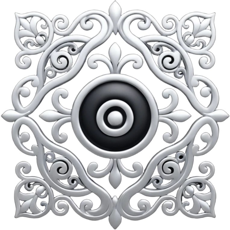 Black and silver filigree, 3D, extremely detailed design emoji
