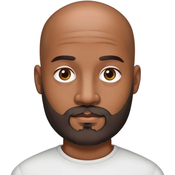 Brown skin guy with bald head and thick salt and pepper beard  emoji