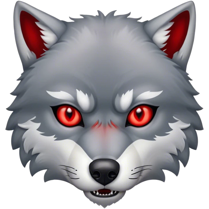 Evil Aggressive Grey Wolf with red eyes emoji