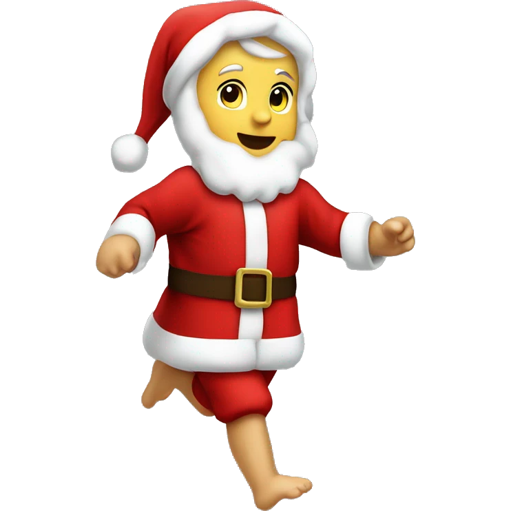 skipping sprint baby Jesus santa costume emoji