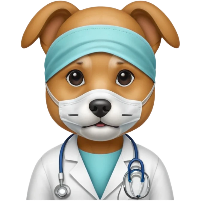 doctor dog wearing medical mask emoji