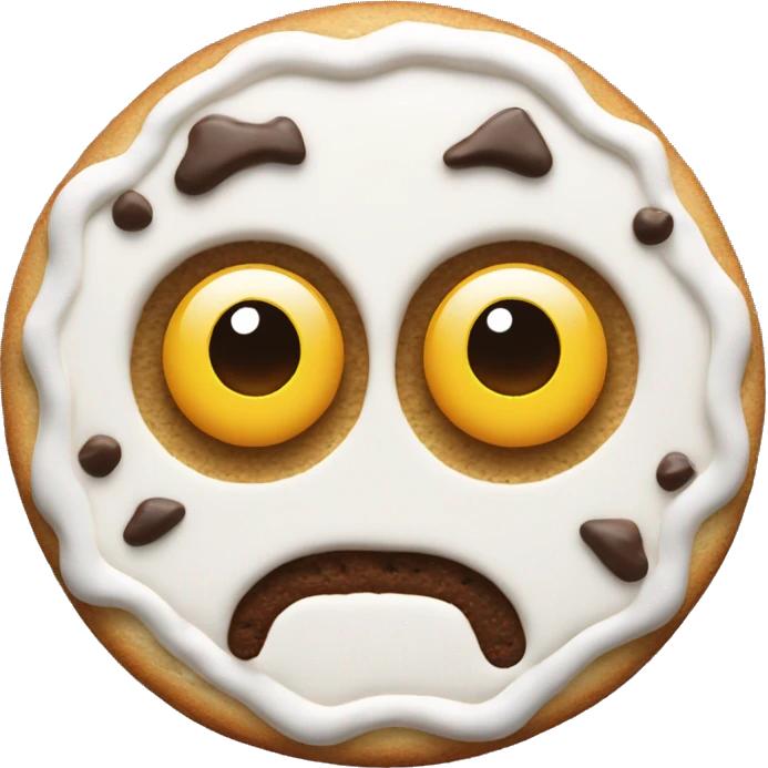 cookie with a cult eye icing design in white emoji