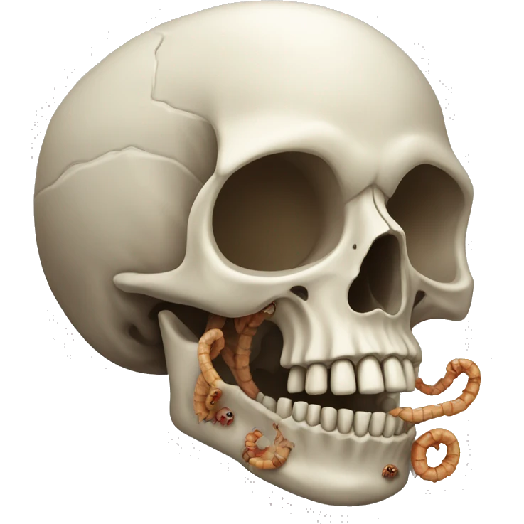 skull with and worms emoji