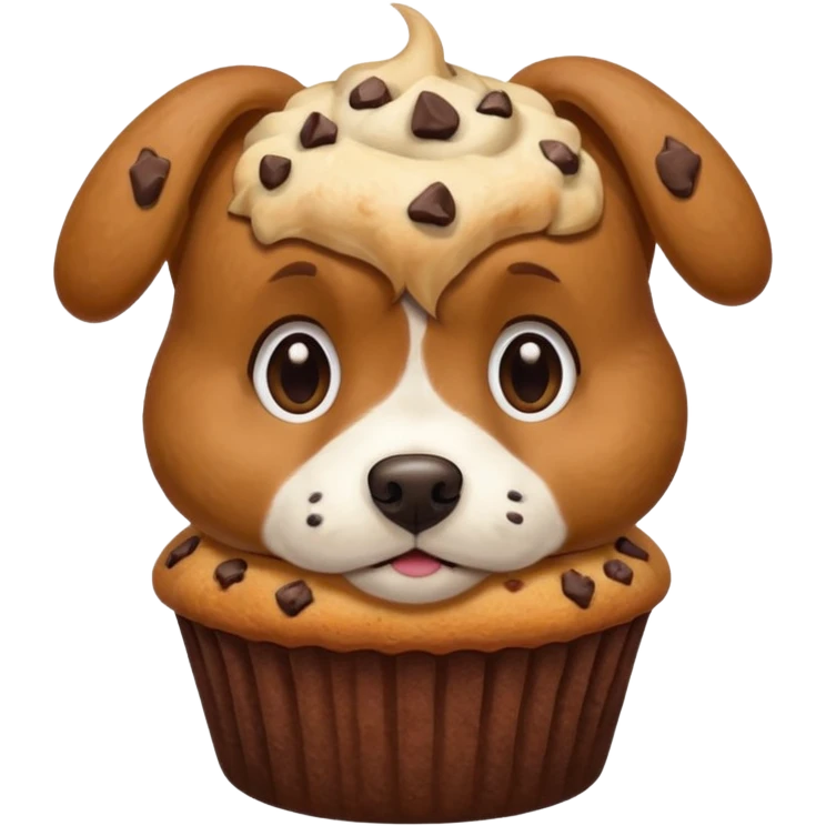 a dog sniffing a muffin emoji