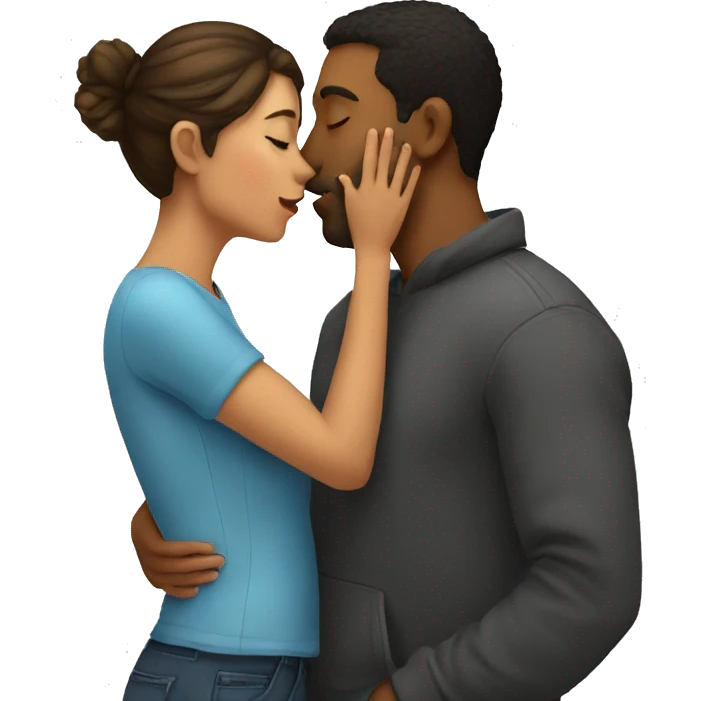 man kisses girl emoji