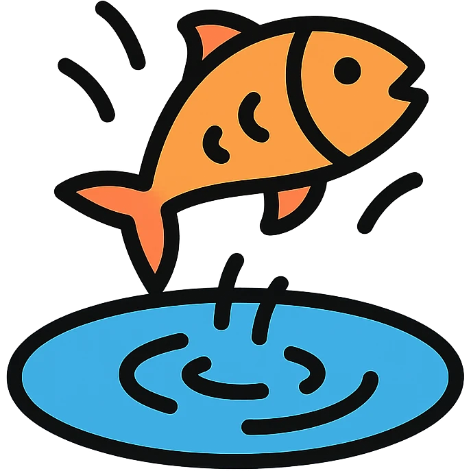 a fish jumping out of a pond emoji