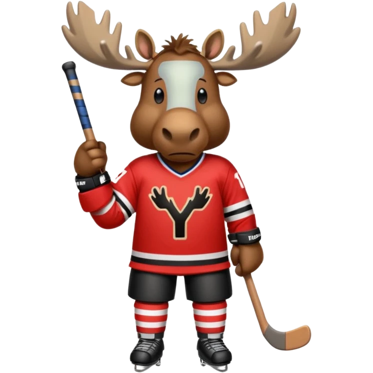 A moose with a hockey jersey with the letters YWS on it  emoji