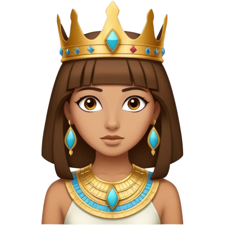 A girl with brown hair wearing a Cleopatra crown emoji