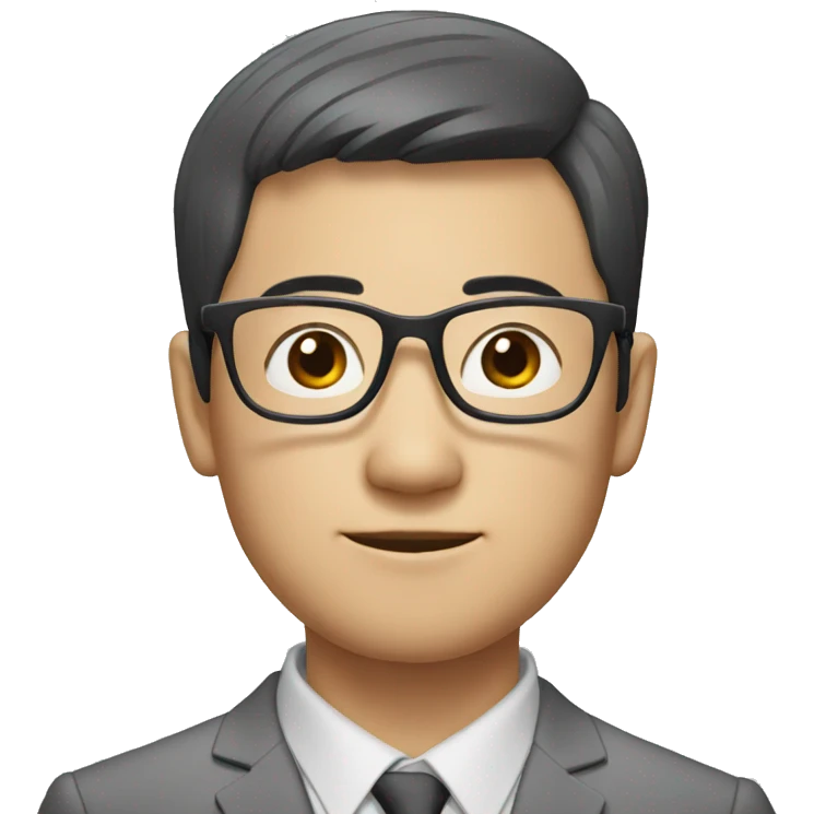 short hair chinese guy wearing specs and tie emoji