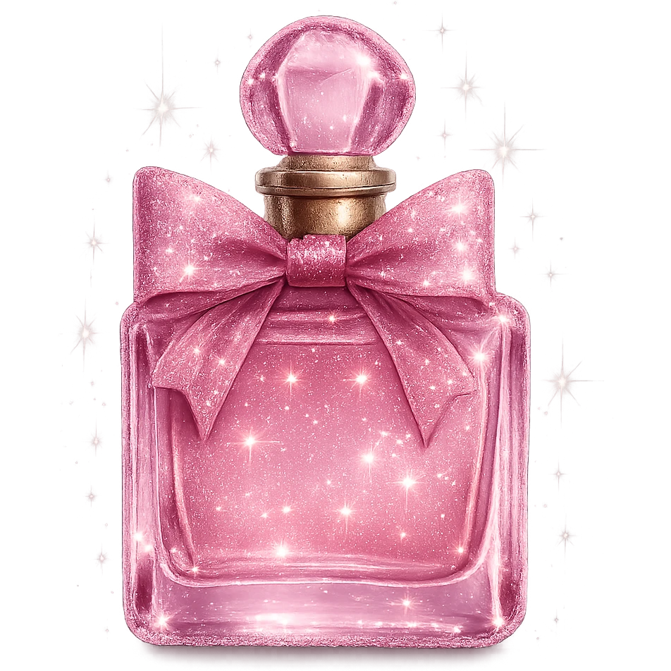 sparkling girly perfume bottle, pink and glamorous emoji