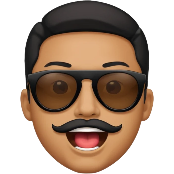 a bold man with black sunglasses and his mouth opened emoji