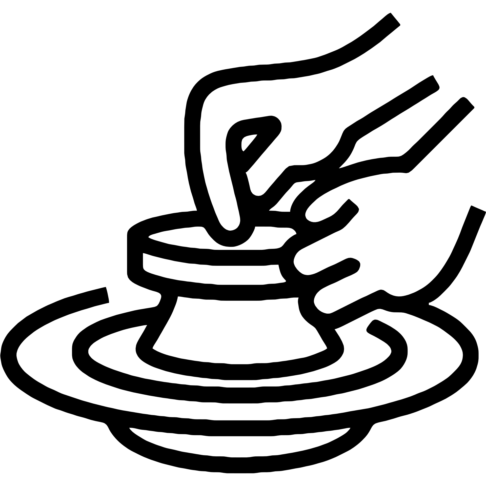 Minimalist line drawing of two hands working on clay pottery, pinching and lifting clay on a pottery wheel, simple clean outline emoji