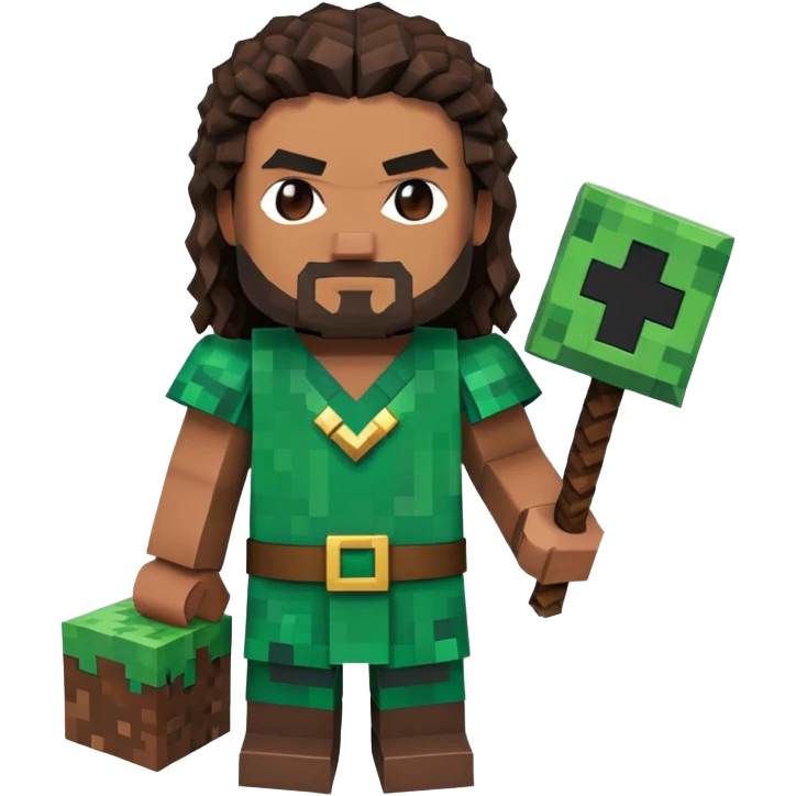 Jason Momoa as a Minecraft character emoji