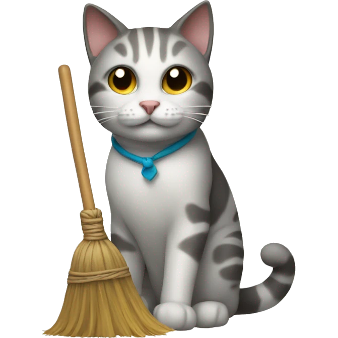 a cat with a broom emoji