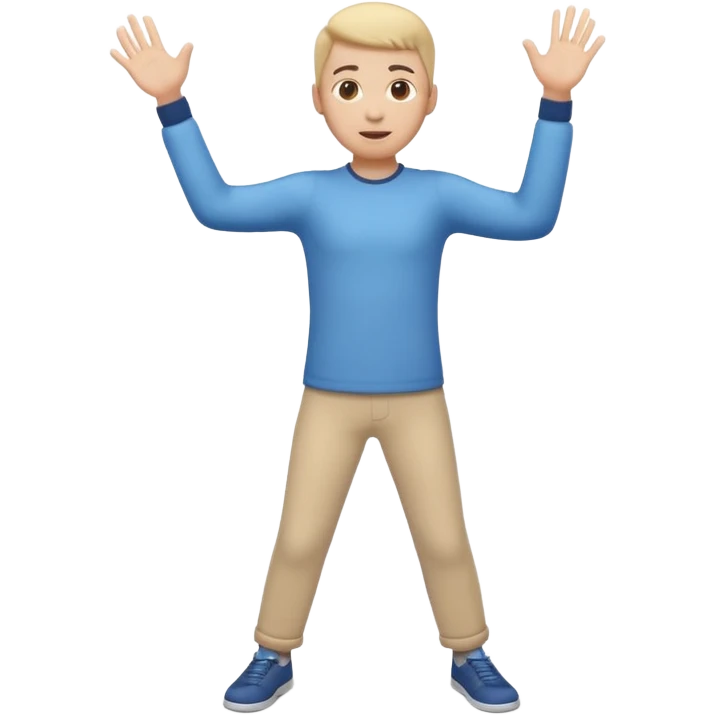 3D emoji style person throwing, arm extended, centered, Full body, soft shadow, white background. emoji