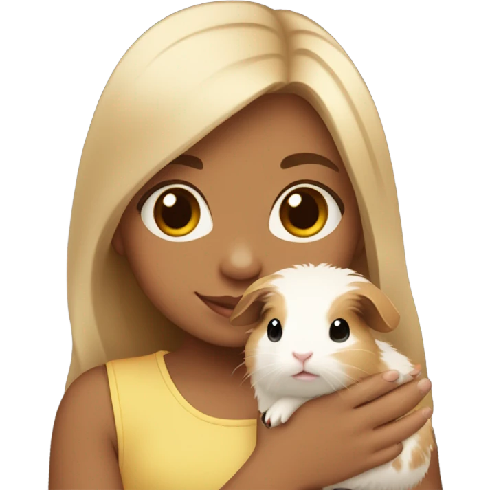 Little light skin girl holding a Guinea pig emoji