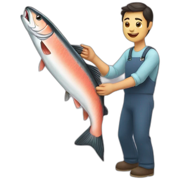salmon being handled emoji