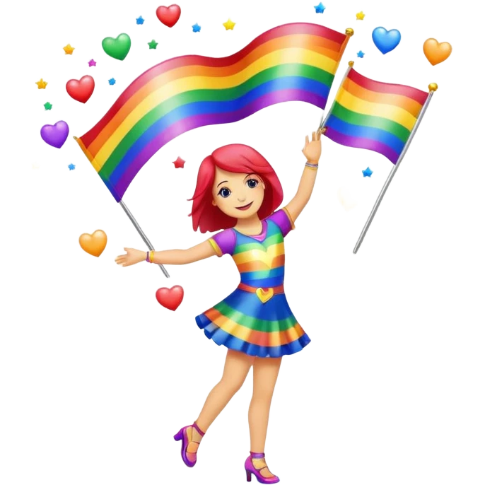 Rainbow heart, sparkles, dancing, love, freedom, community flags emoji
