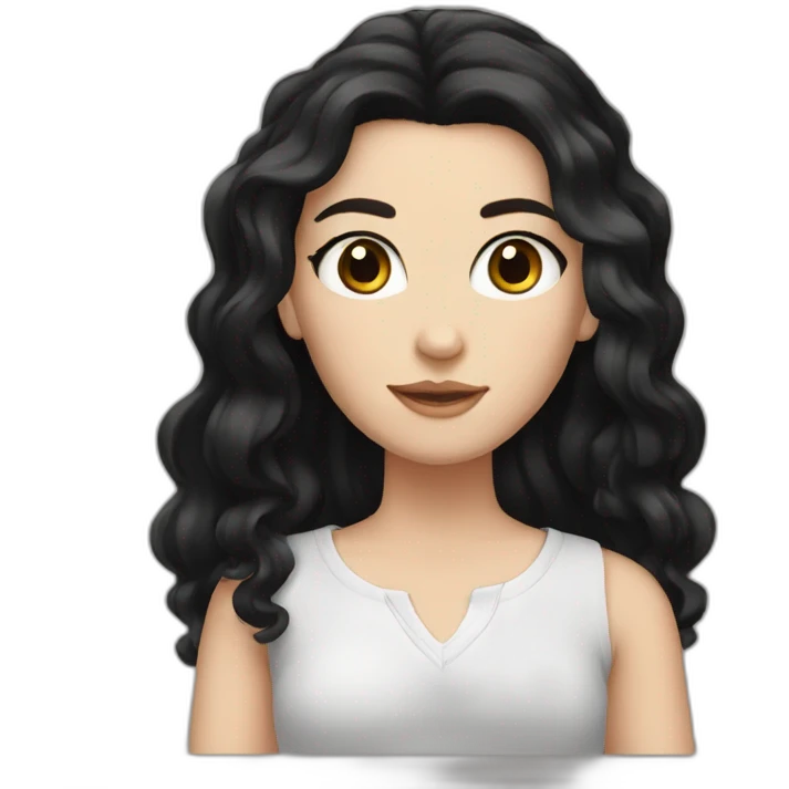 A white girl with black hair and brown eyes emoji