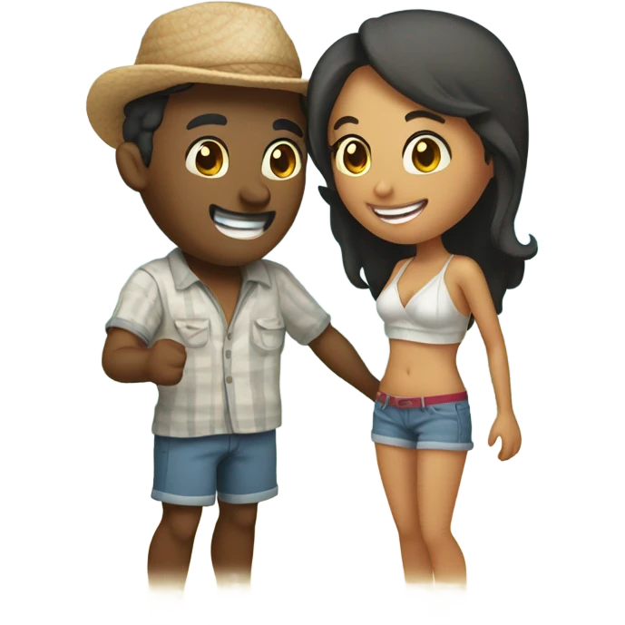 happy couple at the beach emoji