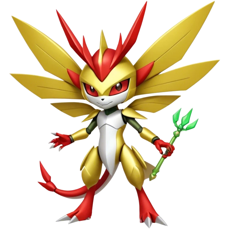 Cute Cool Edgy Shiny Ethereal Legendary Kartana-Digimon-Scizor-hybrid full body emoji