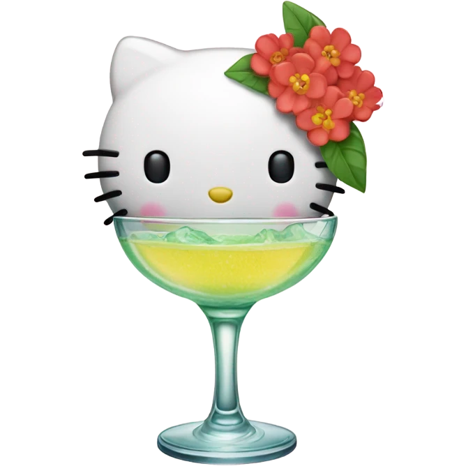 Hello kitty drinking a margarita  emoji