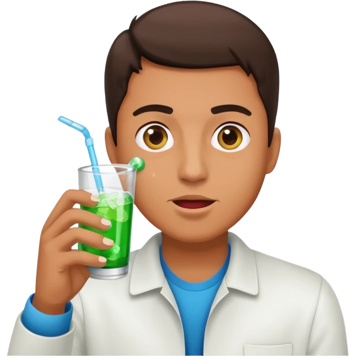 Man popping the pills and drinking sprite emoji