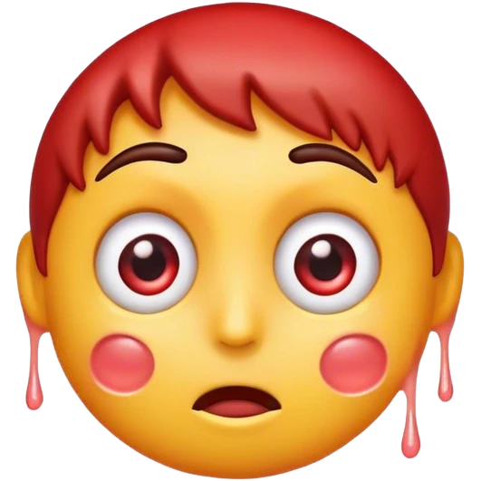 Combine the red ogre emoji, the hot emoji, and the eyes looking emoji into a new emoji with an aroused, but curiously nervous expression on its face emoji