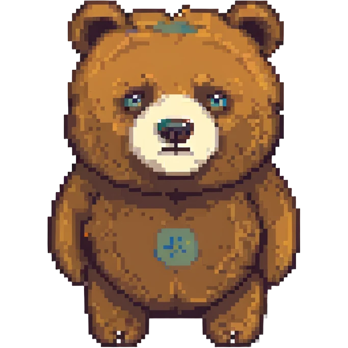 pixel art of a heavyset bear with a mark on its face emoji