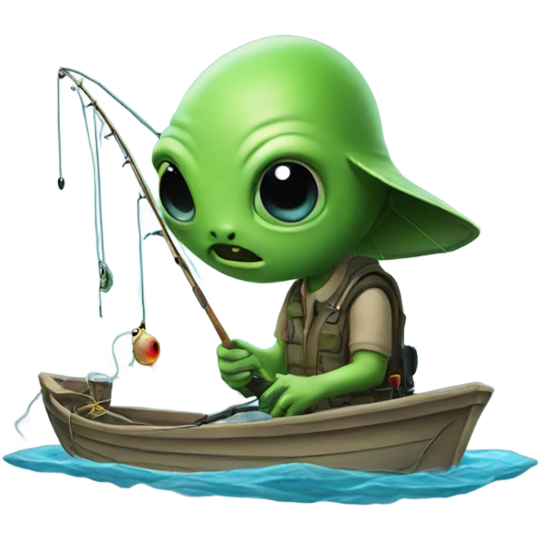 Alien fishing emoji