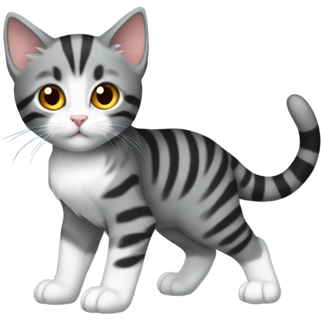 Grey and black tabby kitten with white legs, razor sharp talons and wings of fire  emoji