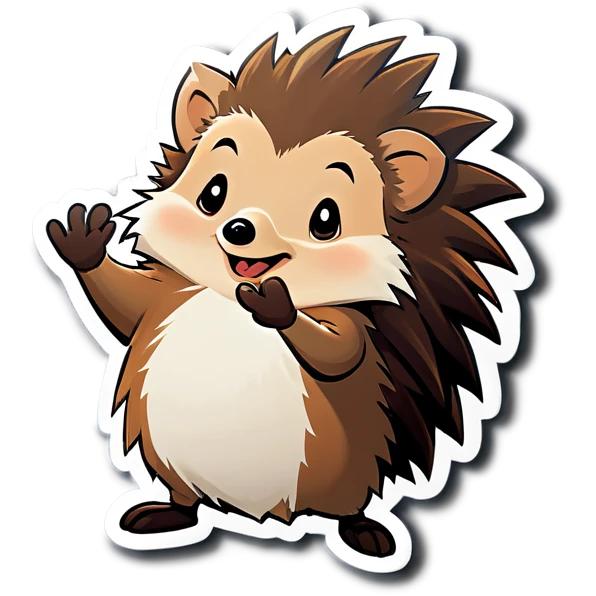 Hedgehog waving hi emoji