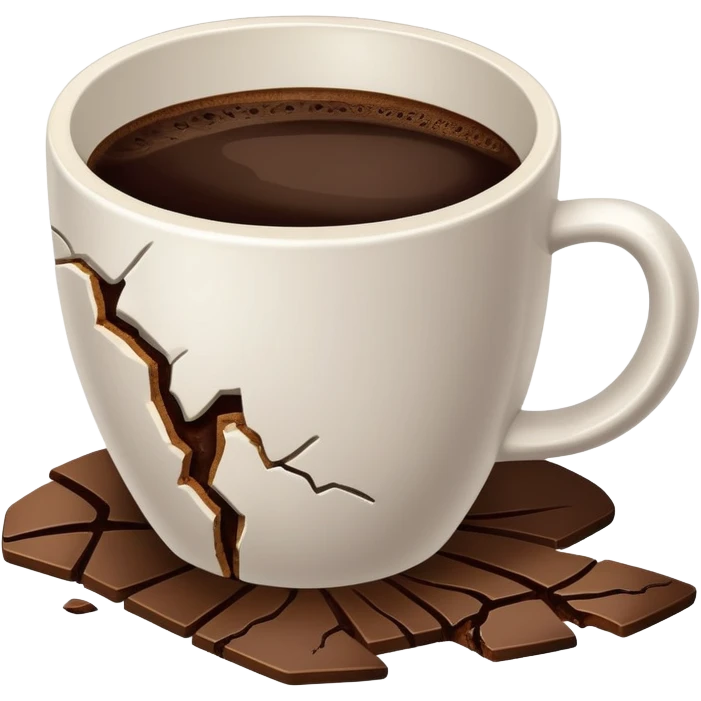 broken coffee cup with cracks and spilled coffee emoji
