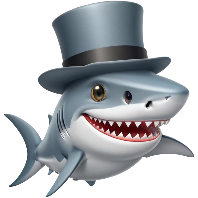 Shark with a top hat emoji