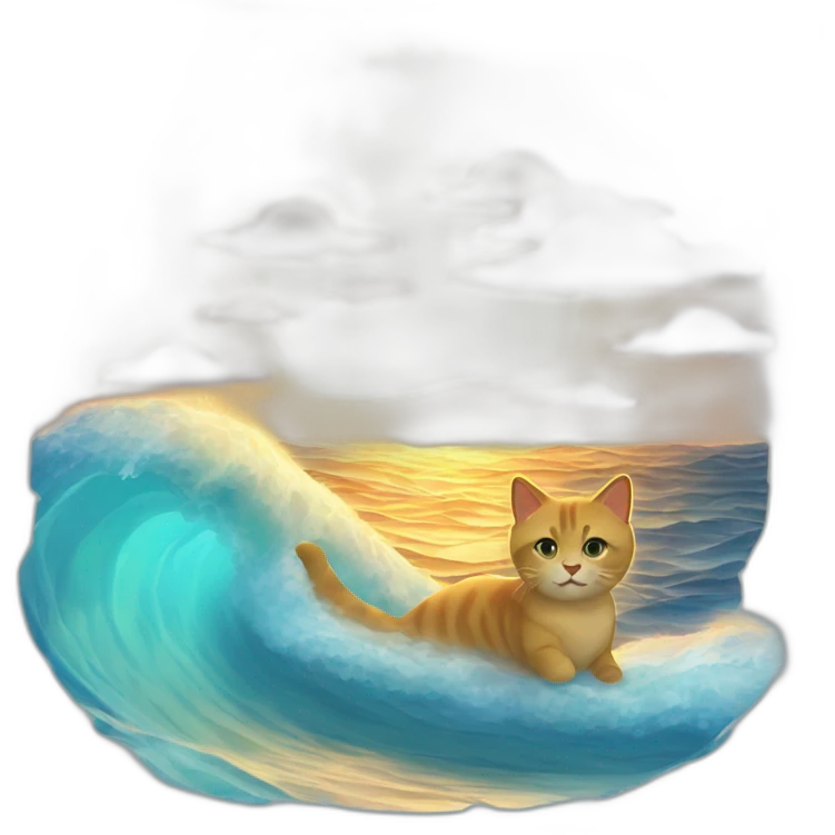 sea-Wave-cat-sun set emoji