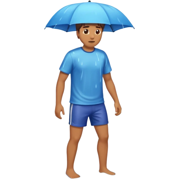 A man getting wet in the rain emoji