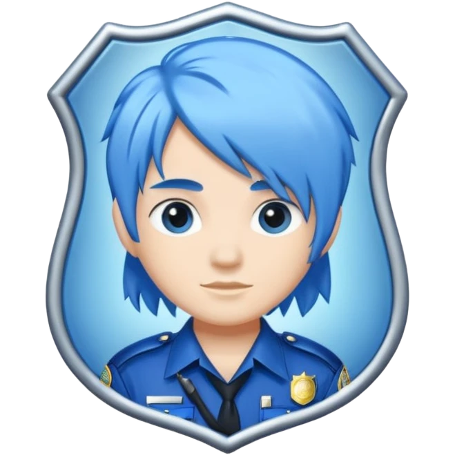 police badge with blue hair accent emoji