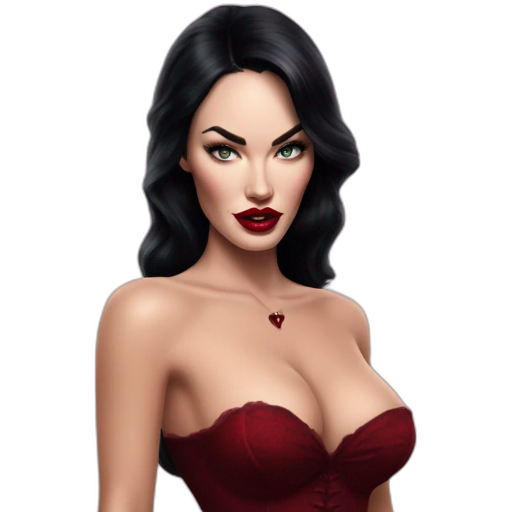 megan fox vampire pinup hyperrealistic emoji