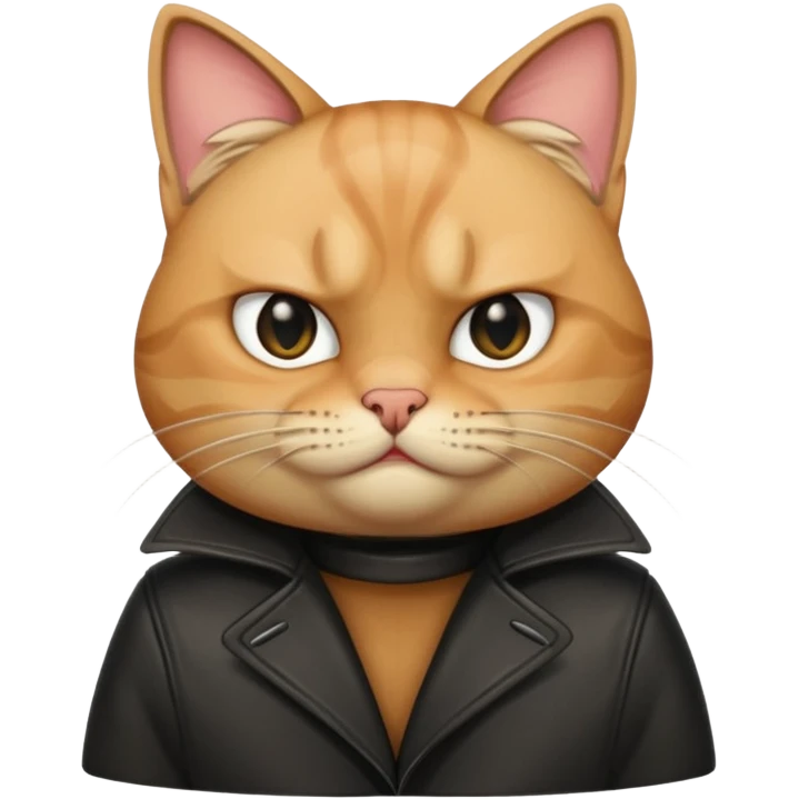 angry beige cat in black leather coat  emoji