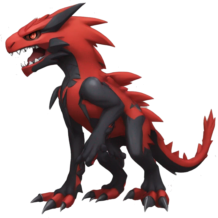 Cool Edgy Black Red Digimon-Fakemon-Garurumon full body emoji