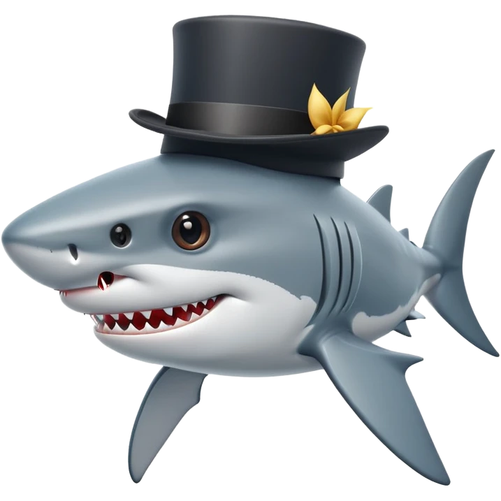 Shark with a top hat emoji