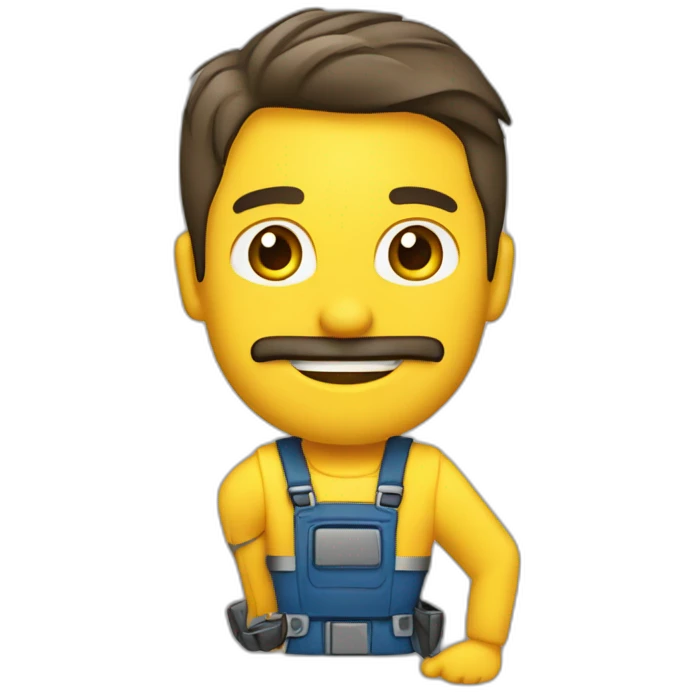 Hombre de 30 años mecanico con excavadora color amarilla emoji