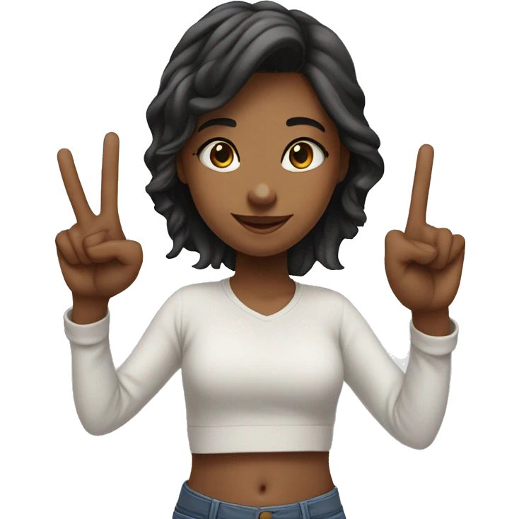 CUTE GIRL   DOING A RESPECT  DOUBLE CHEST BUMP INTO A   2 FINGER PEACE SIGN emoji