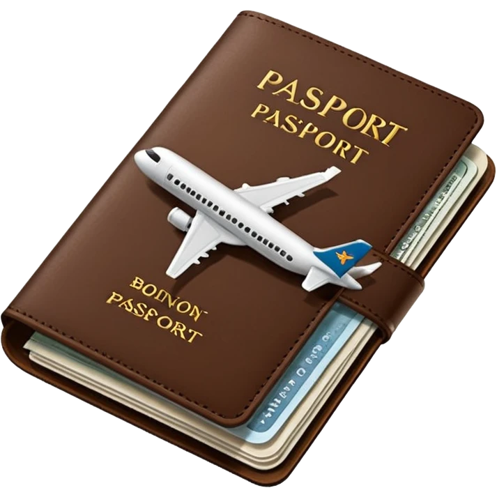 brown passaport and fly tickets emoji
