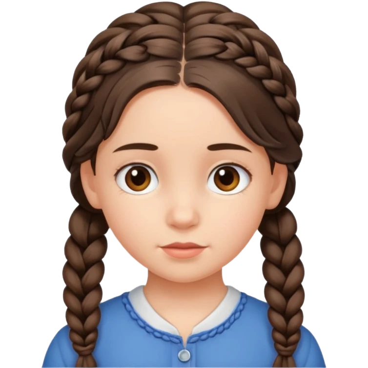 brunet kid girl young with braid emoji
